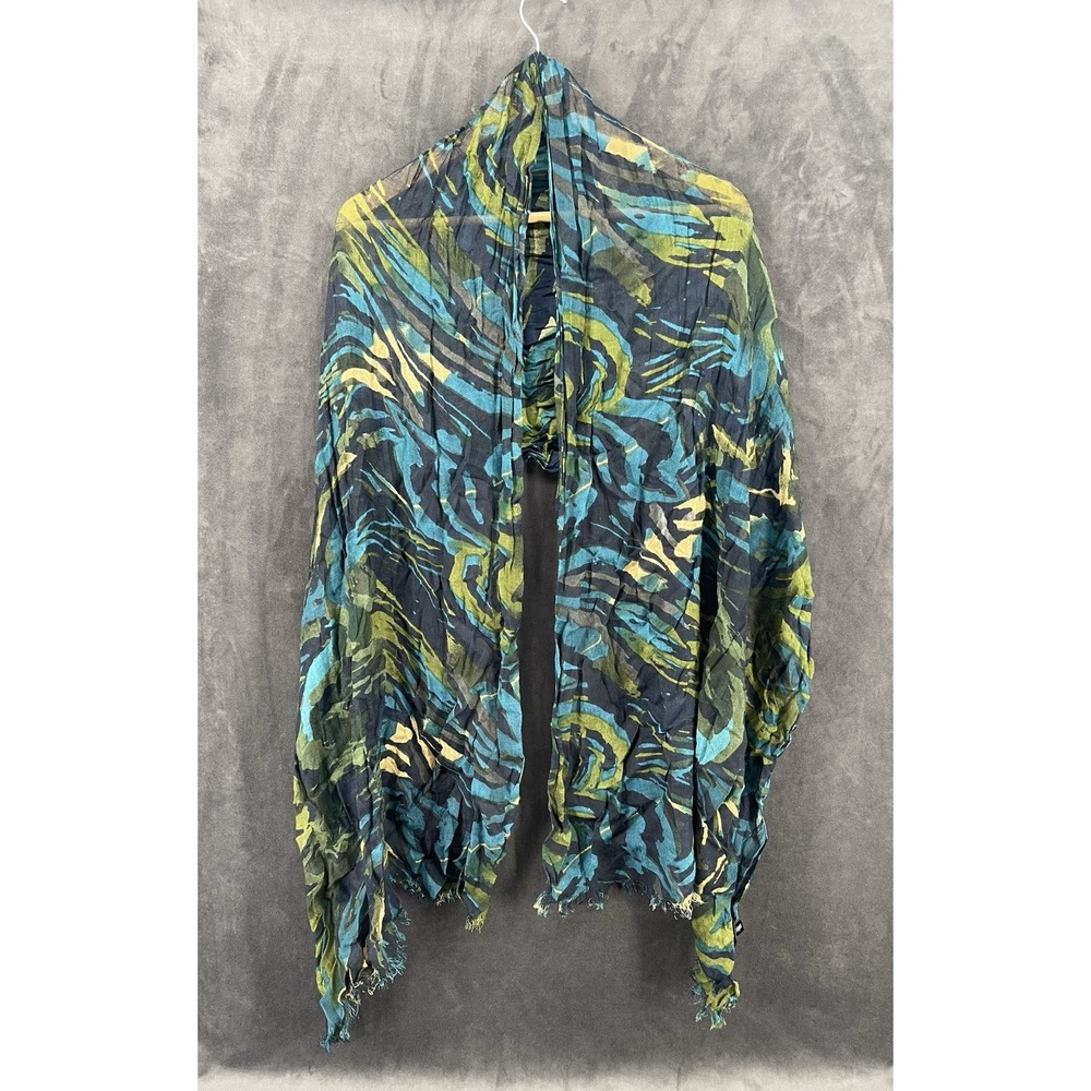 Lane Bryant Women's Lightweight Abstract Print Scarf Wrap Shawl Blue Green